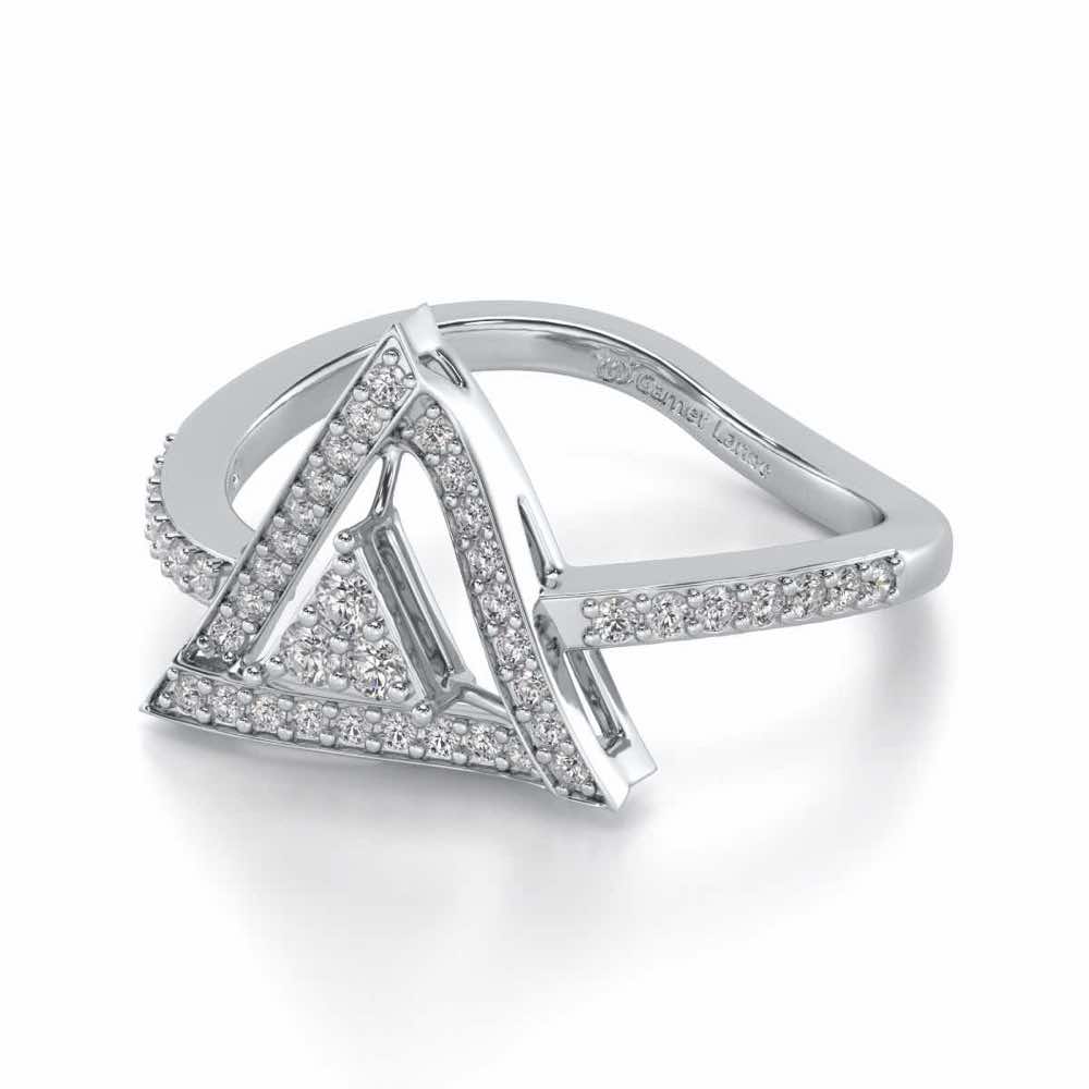 Trigonal Silver Ring - White Gold - Image 2
