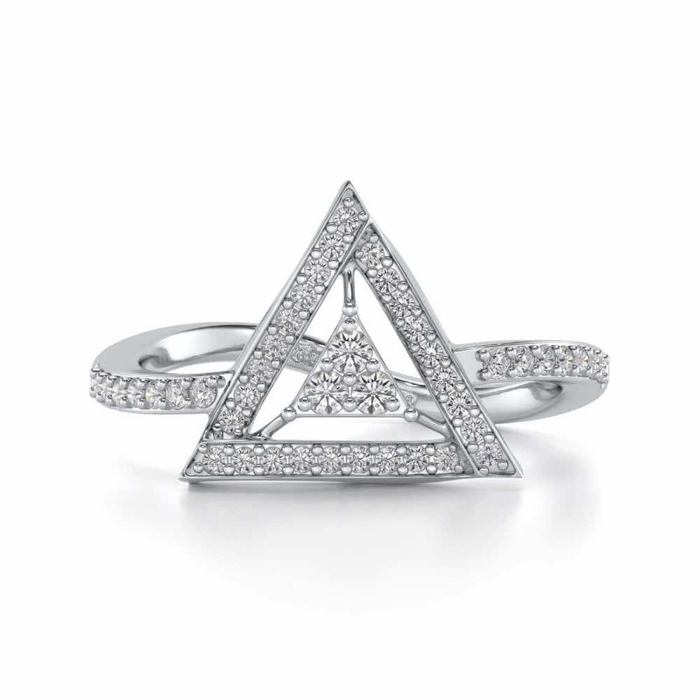 Trigonal Silver Ring - White Gold - Image 4