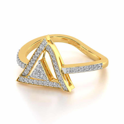 Trigonal Silver Ring - Yellow Gold - Image 2