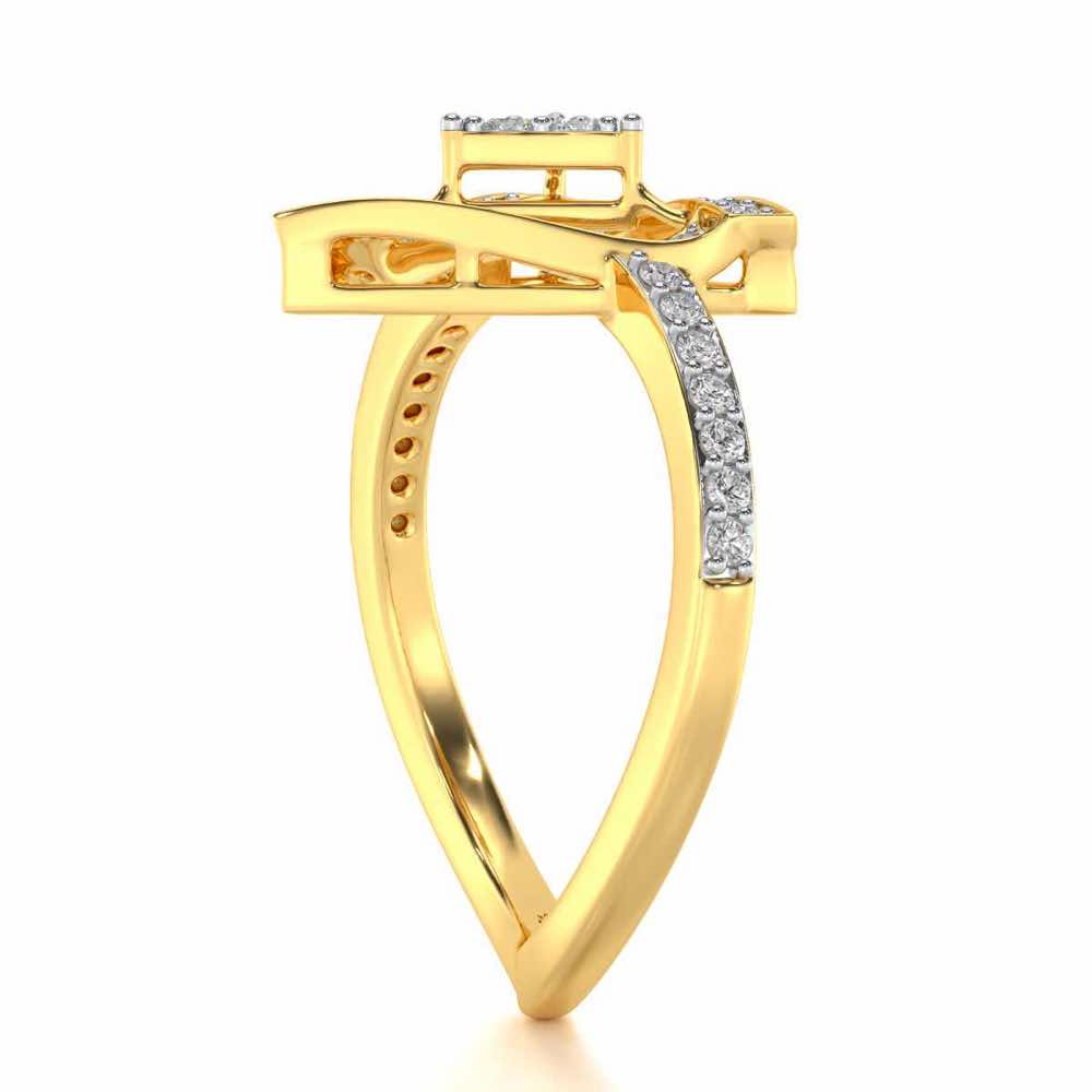 Trigonal Silver Ring - Yellow Gold - Image 3