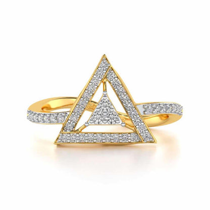 Trigonal Silver Ring - Yellow Gold - Image 4
