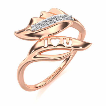 ILU Leaf Silver Ring - Rose Gold - Image 1