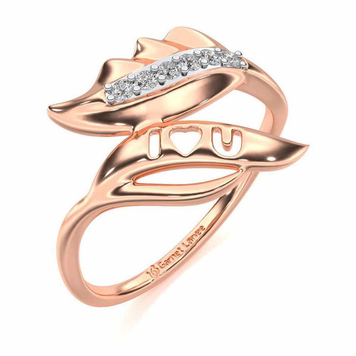 ILU Leaf Silver Ring - Rose Gold - Image 1