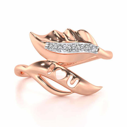 ILU Leaf Silver Ring - Rose Gold - Image 4