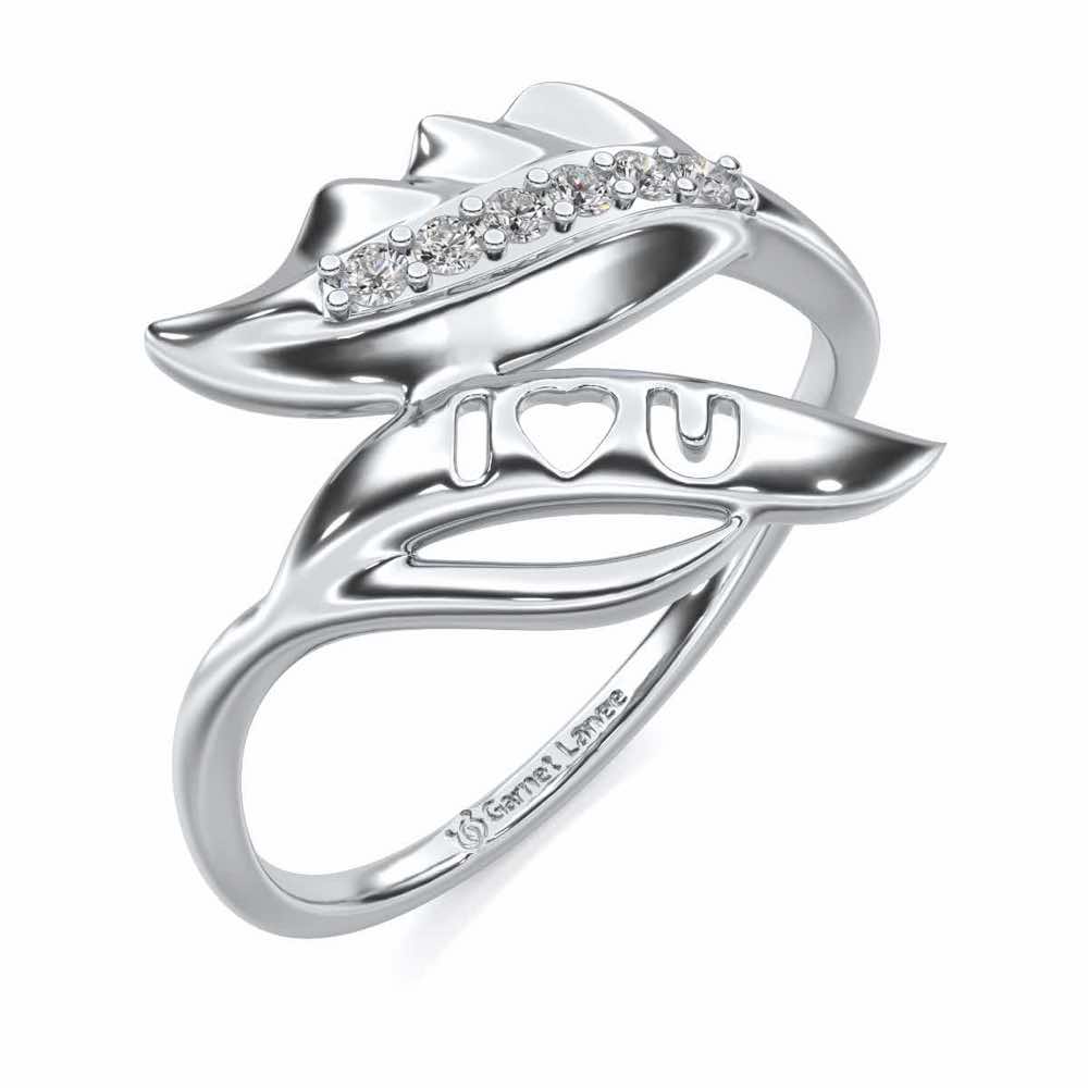 ILU Leaf Silver Ring - White Gold - Image 1