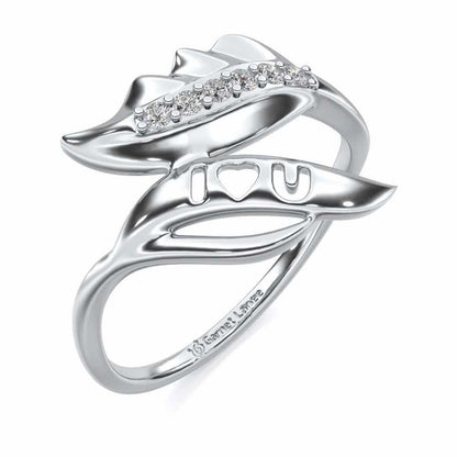 ILU Leaf Silver Ring - White Gold - Image 1