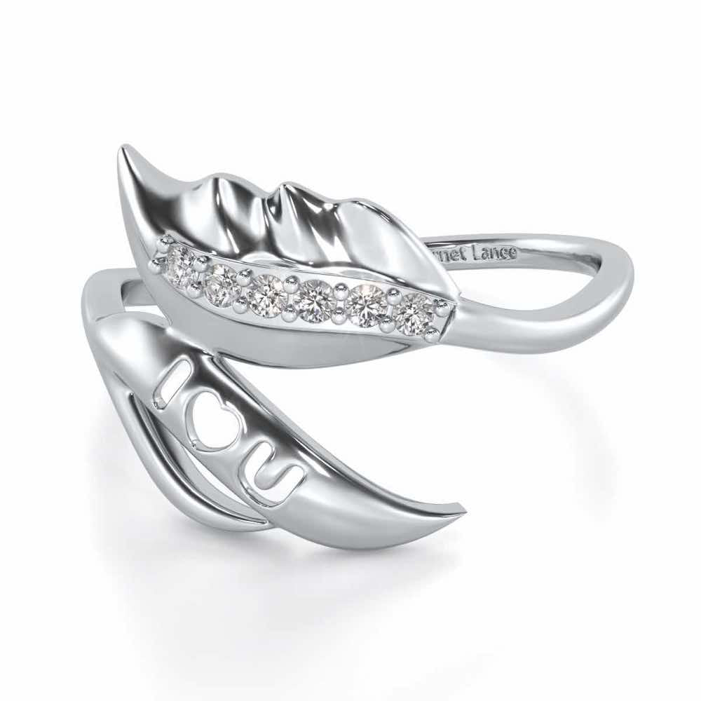 ILU Leaf Silver Ring - White Gold - Image 2