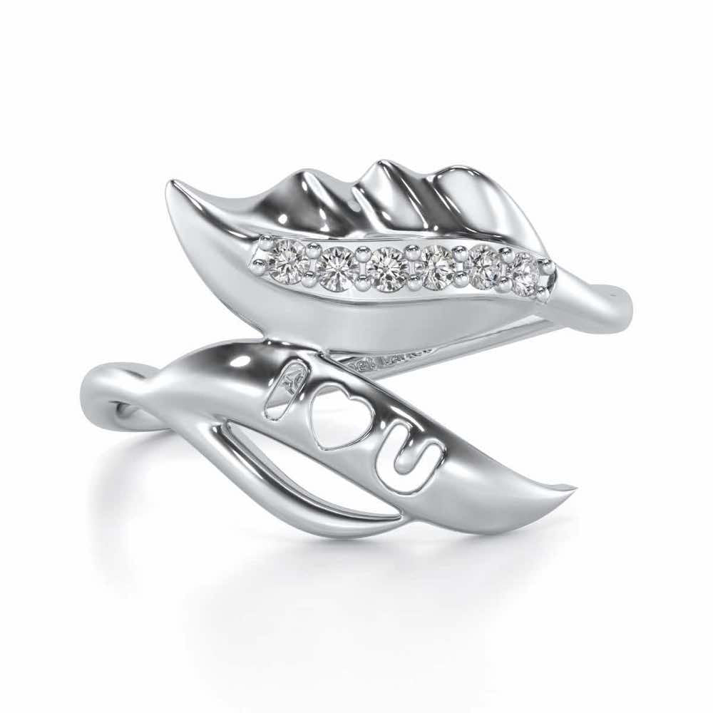 ILU Leaf Silver Ring - White Gold - Image 4