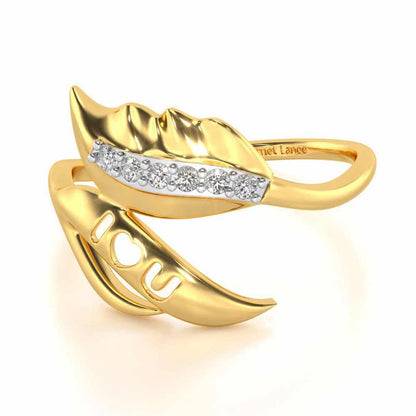 ILU Leaf Silver Ring - Yellow Gold - Image 2