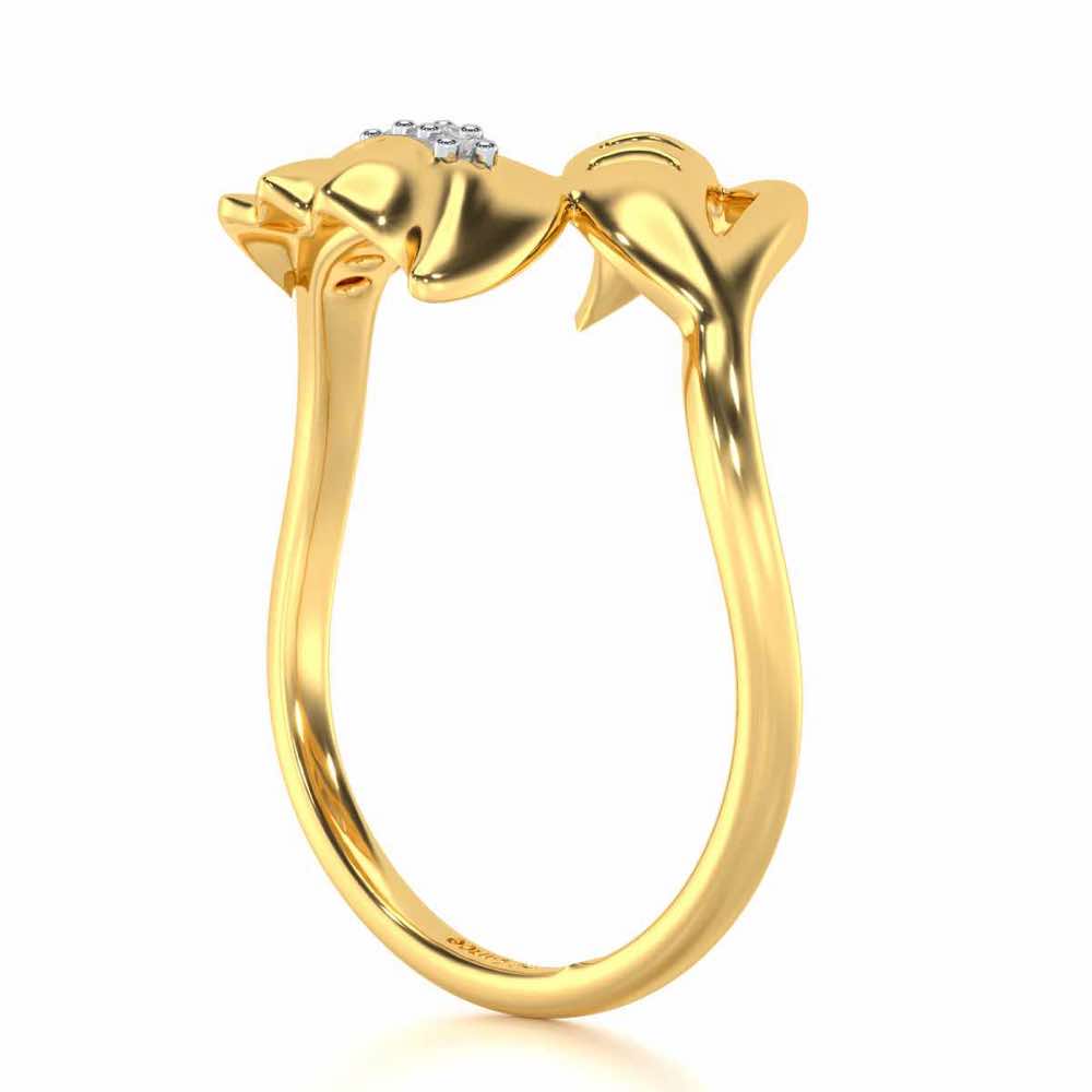 ILU Leaf Silver Ring - Yellow Gold - Image 3