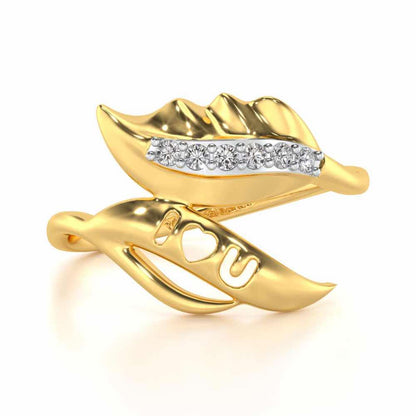 ILU Leaf Silver Ring - Yellow Gold - Image 4