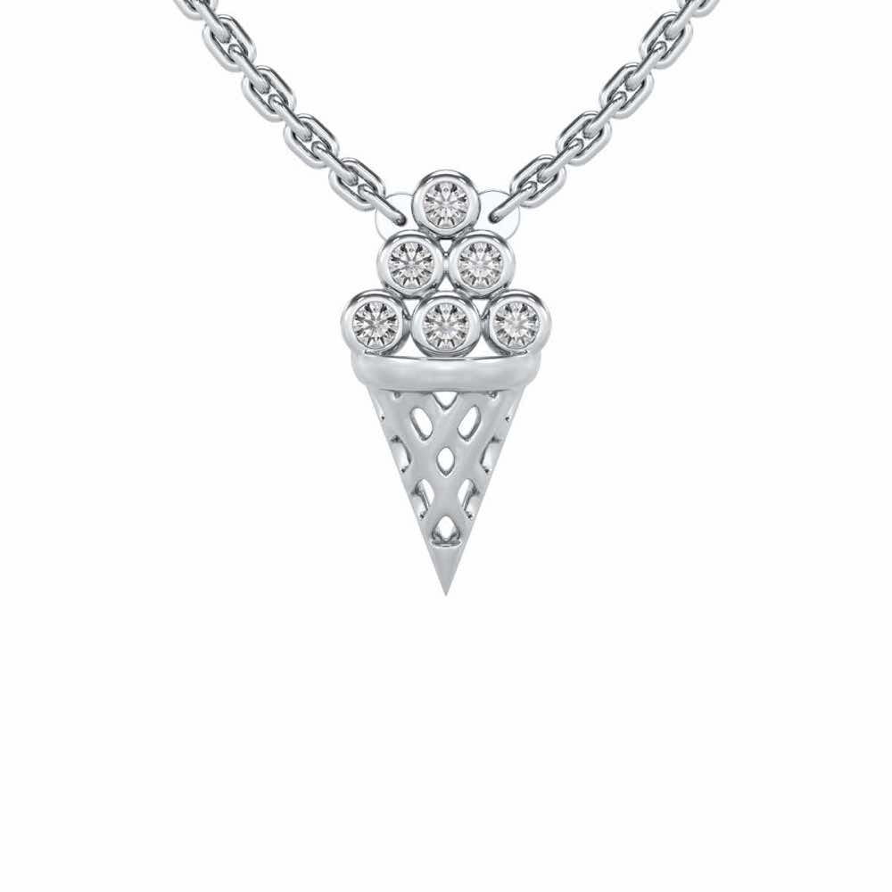 Icecream Silver Pendant - White Gold - Image 1