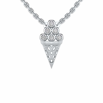 Icecream Silver Pendant - White Gold - Image 1