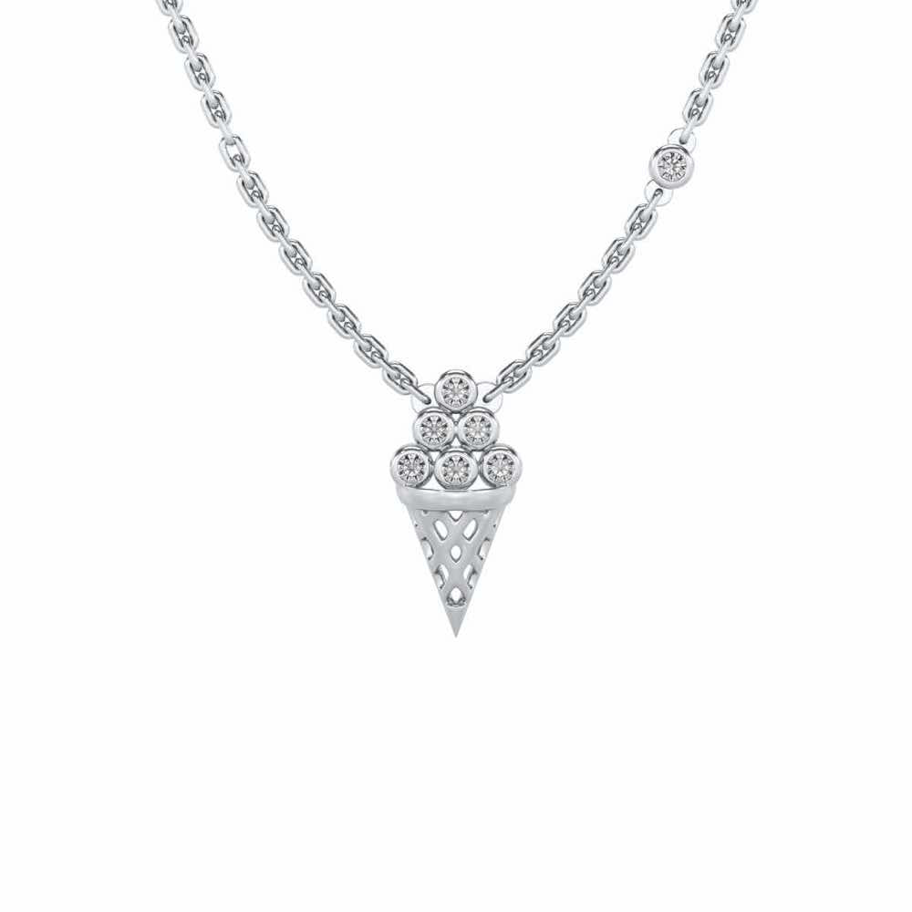 Icecream Silver Pendant - White Gold - Image 2