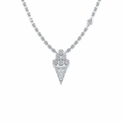Icecream Silver Pendant - White Gold - Image 2