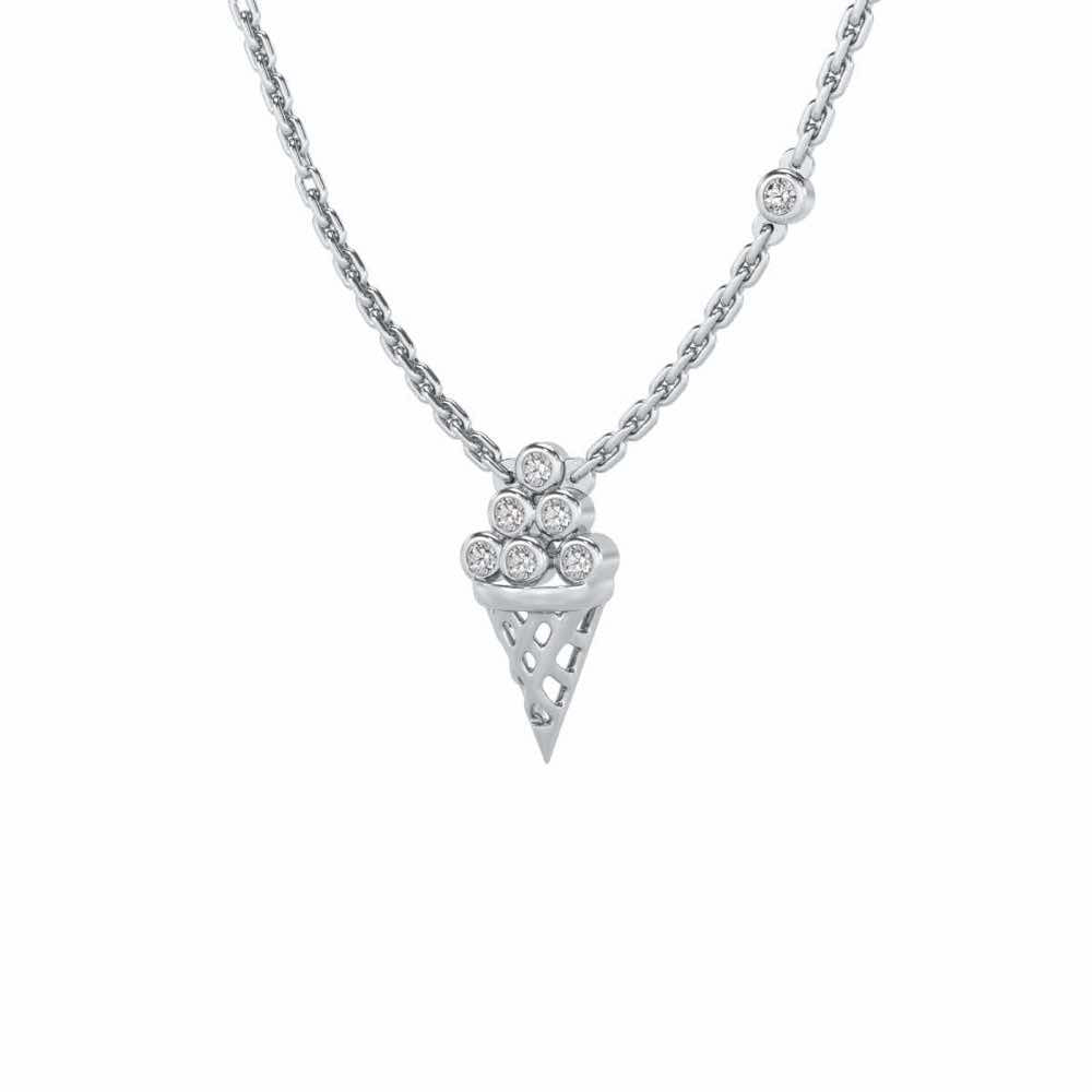 Icecream Silver Pendant - White Gold - Image 3