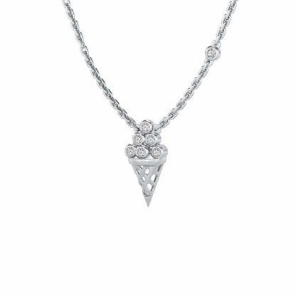 Icecream Silver Pendant - White Gold - Image 3