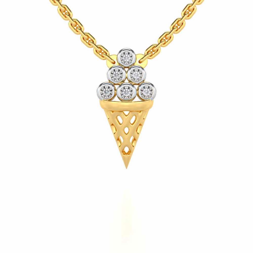 Icecream Silver Pendant - Yellow Gold - Image 1