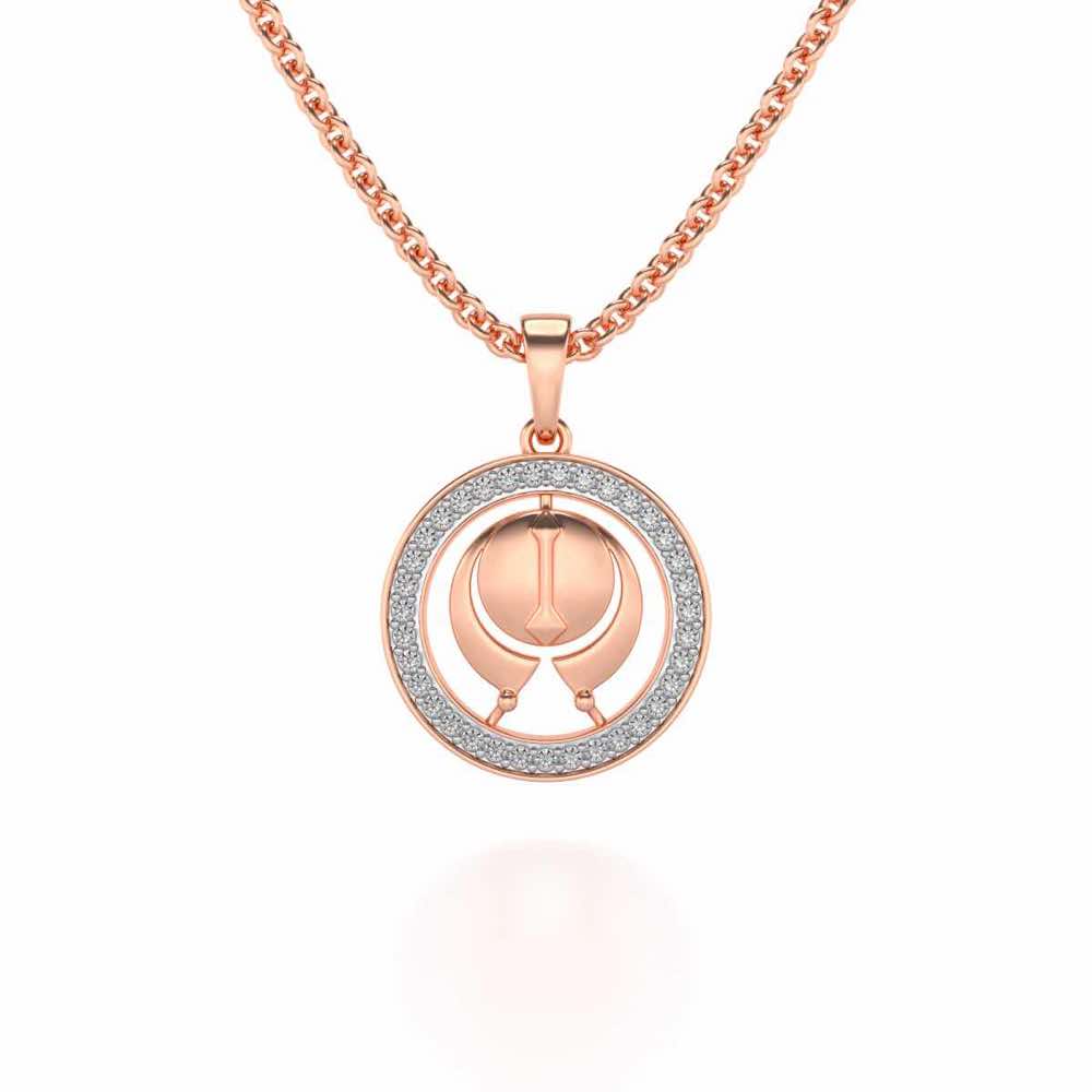 Ik Onkar Silver Pendant - Rose Gold - Image 1