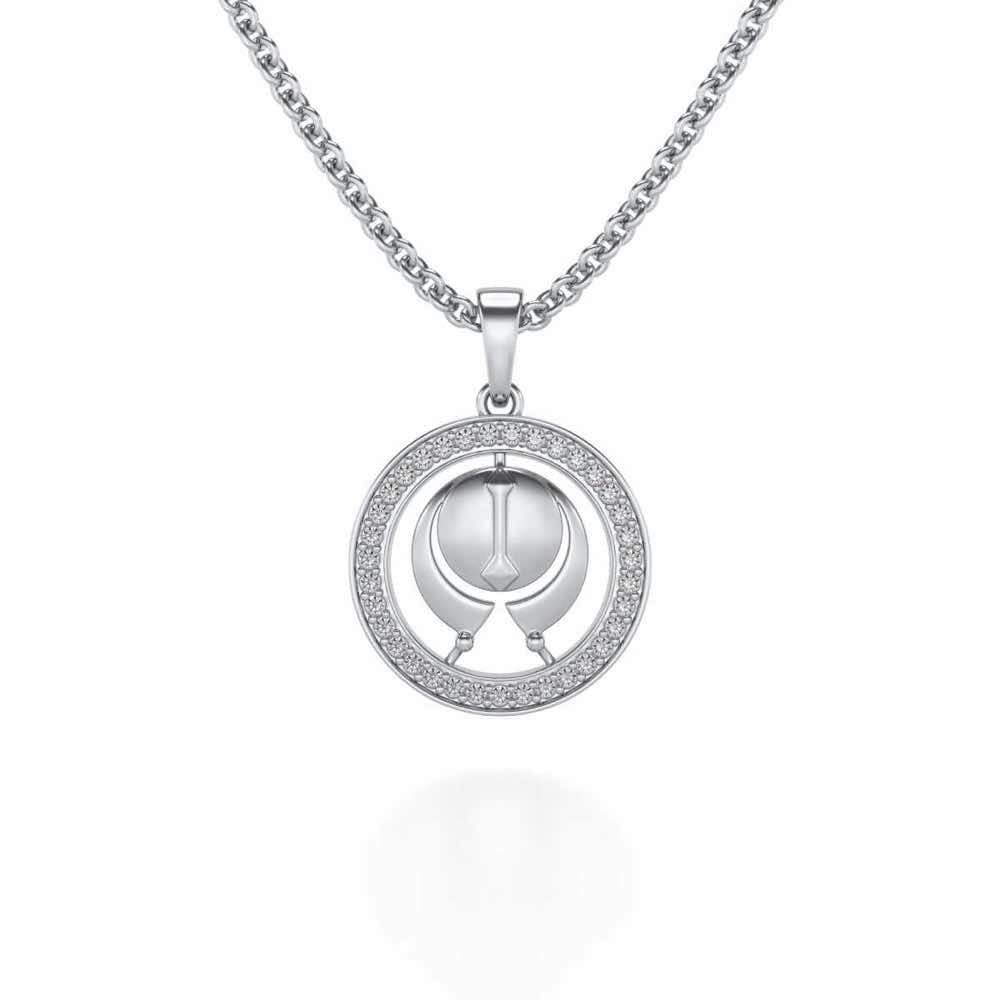 Ik Onkar Silver Pendant - White Gold - Image 1