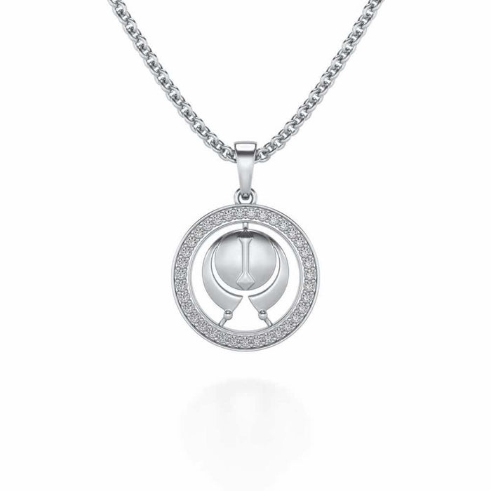 Ik Onkar Silver Pendant - White Gold - Image 1