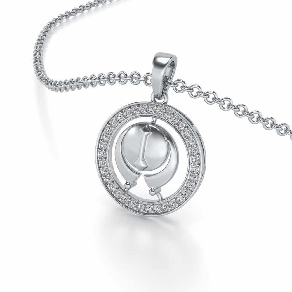 Ik Onkar Silver Pendant - White Gold - Image 2
