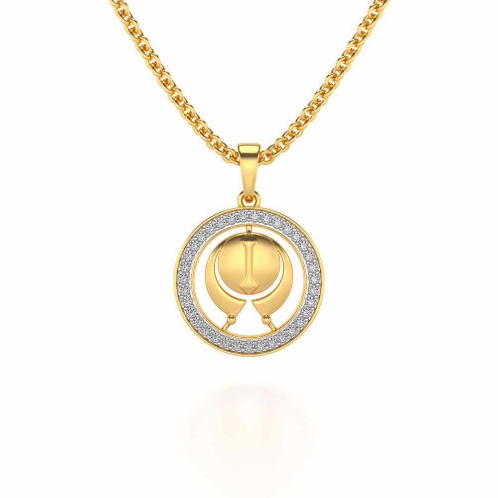 Ik Onkar Silver Pendant - Yellow Gold - Image 1