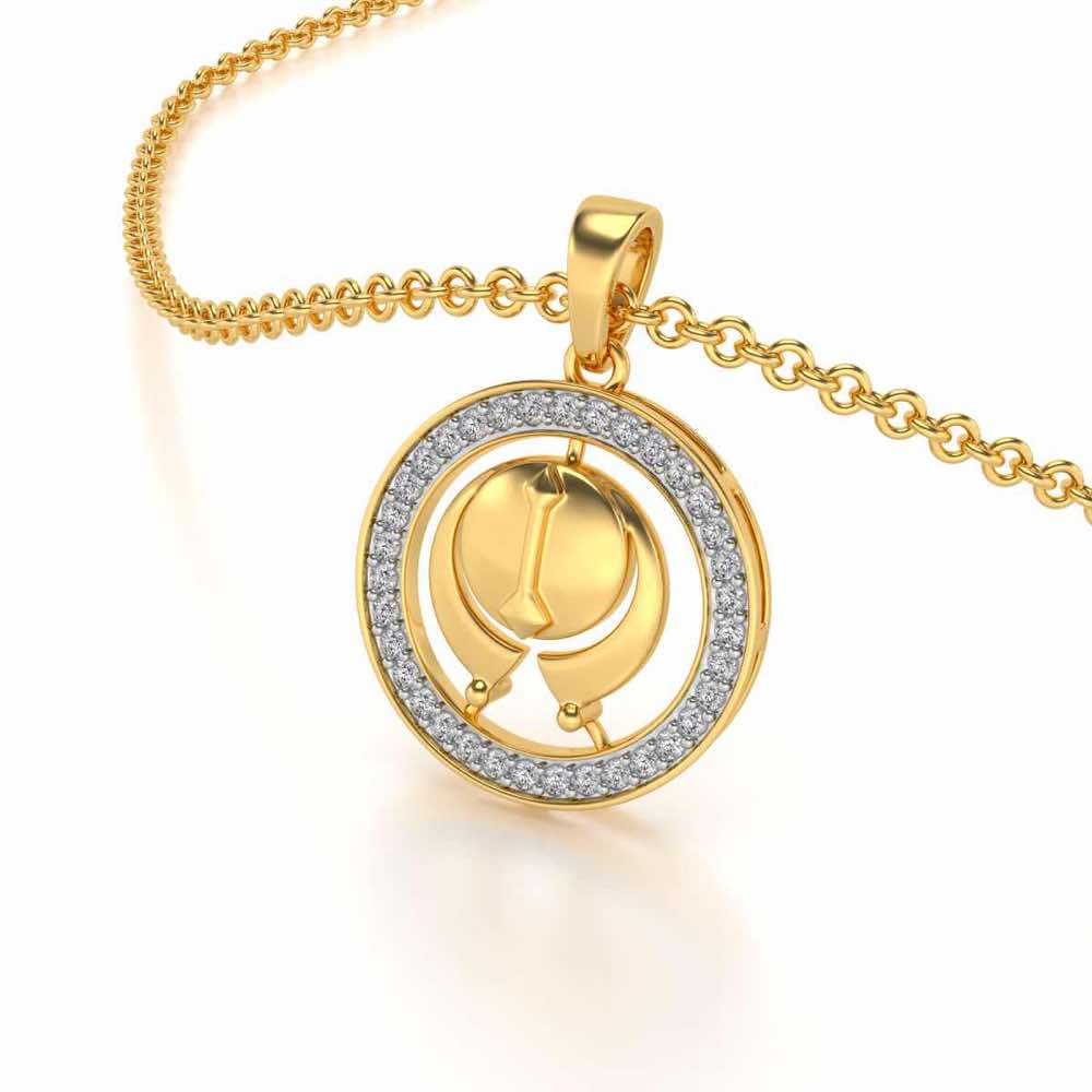 Ik Onkar Silver Pendant - Yellow Gold - Image 2