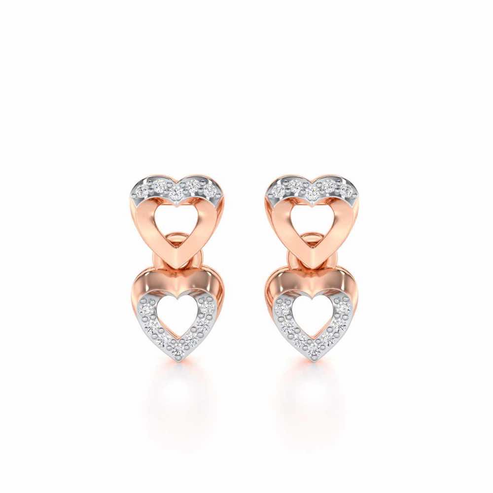 Imperial Hearts Silver Earrings - Rose Gold - Image 1