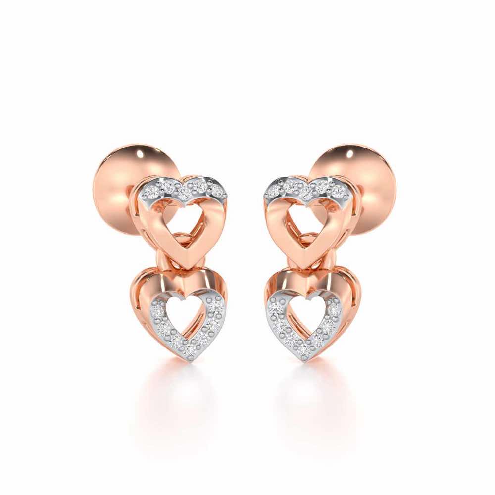 Imperial Hearts Silver Earrings - Rose Gold - Image 2
