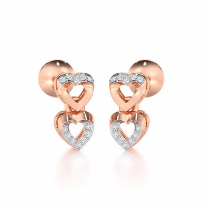 Imperial Hearts Silver Earrings - Rose Gold - Image 2