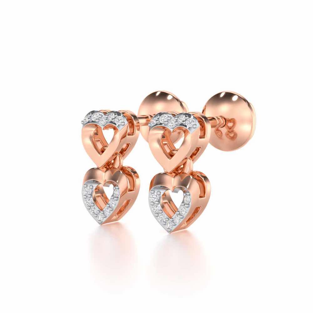 Imperial Hearts Silver Earrings - Rose Gold - Image 3