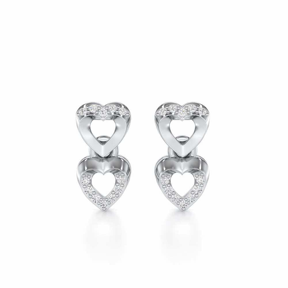 Imperial Hearts Silver Earrings - White Gold - Image 1