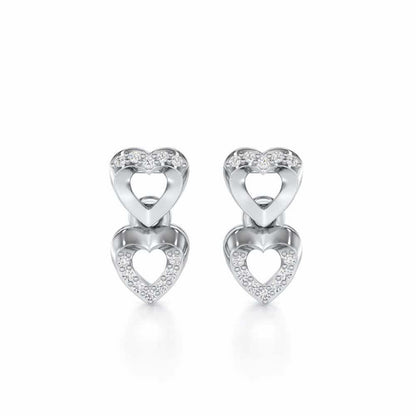 Imperial Hearts Silver Earrings - White Gold - Image 1