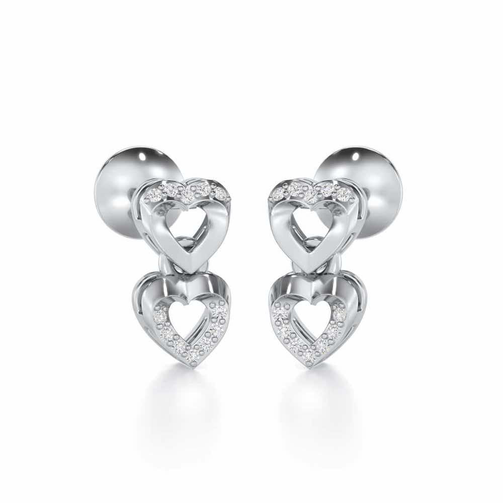 Imperial Hearts Silver Earrings - White Gold - Image 2