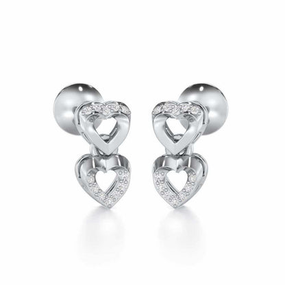 Imperial Hearts Silver Earrings - White Gold - Image 2