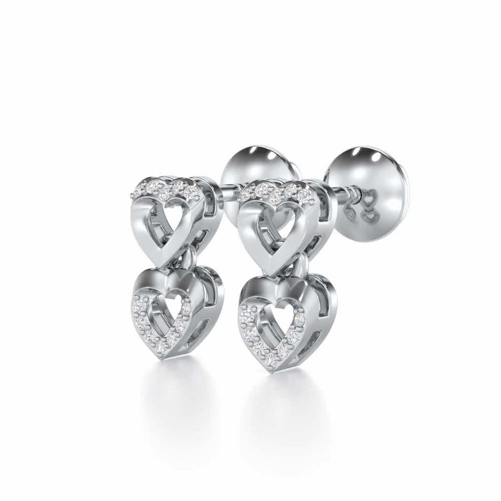 Imperial Hearts Silver Earrings - White Gold - Image 3