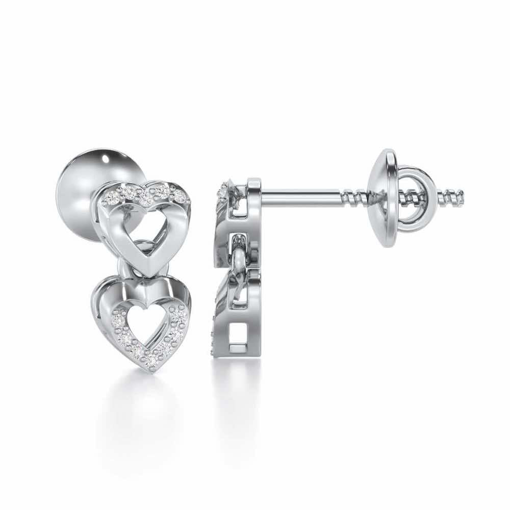 Imperial Hearts Silver Earrings - White Gold - Image 4