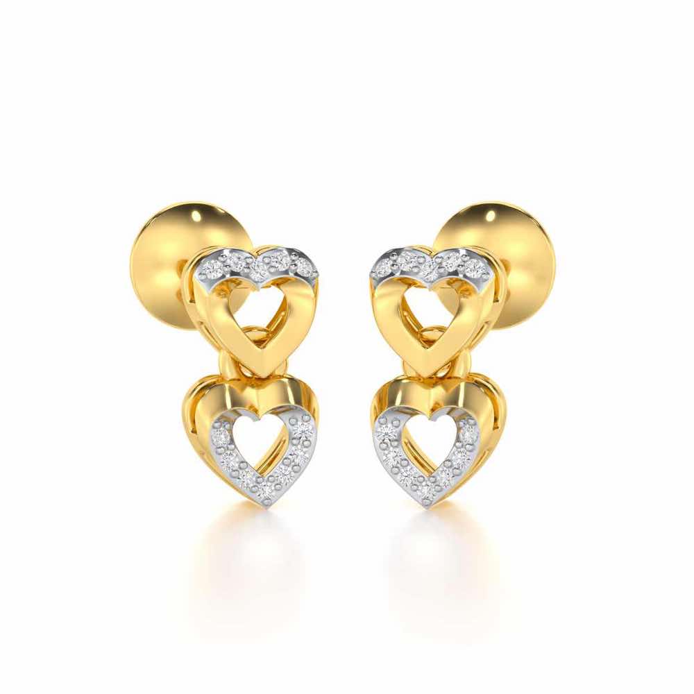 Imperial Hearts Silver Earrings - Yellow Gold - Image 2