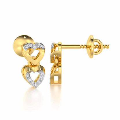 Imperial Hearts Silver Earrings - Yellow Gold - Image 4