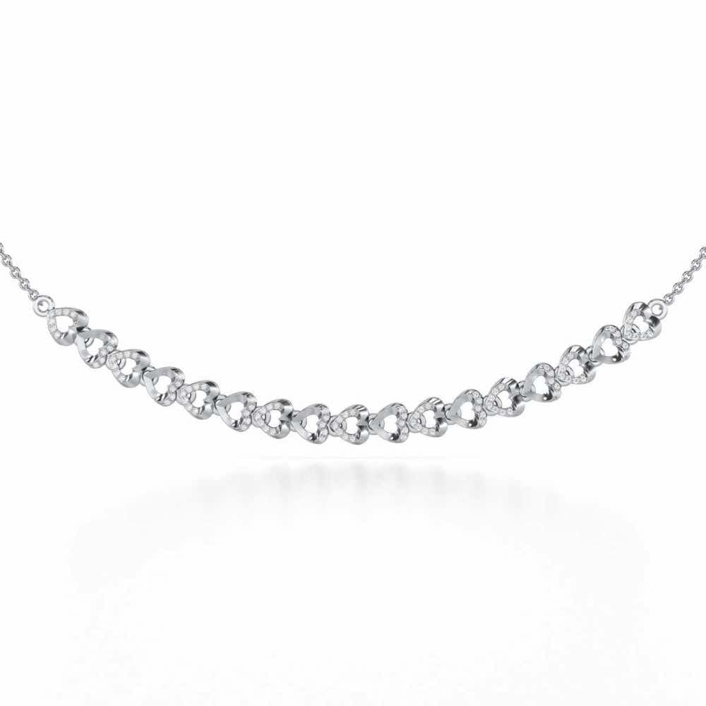 Imperial Hearts Silver Necklace - White Gold - Image 1