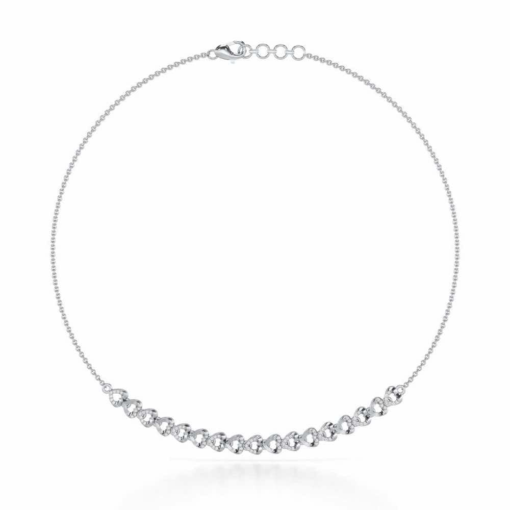 Imperial Hearts Silver Necklace - White Gold - Image 2