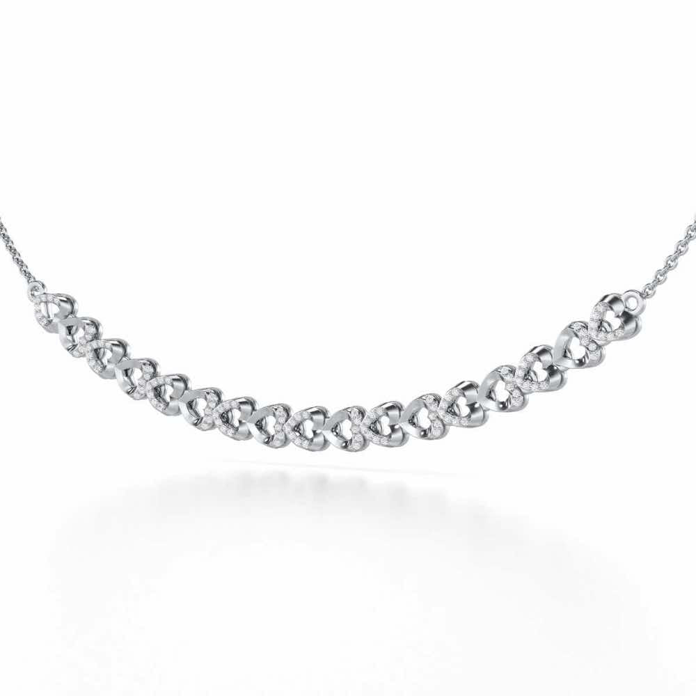 Imperial Hearts Silver Necklace - White Gold - Image 3