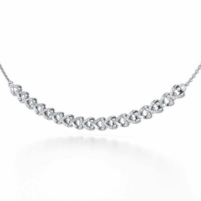 Imperial Hearts Silver Necklace - White Gold - Image 3
