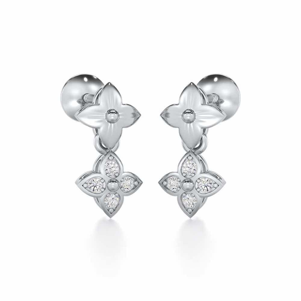 Imperial Whisper Silver Earrings - White Gold - Image 2