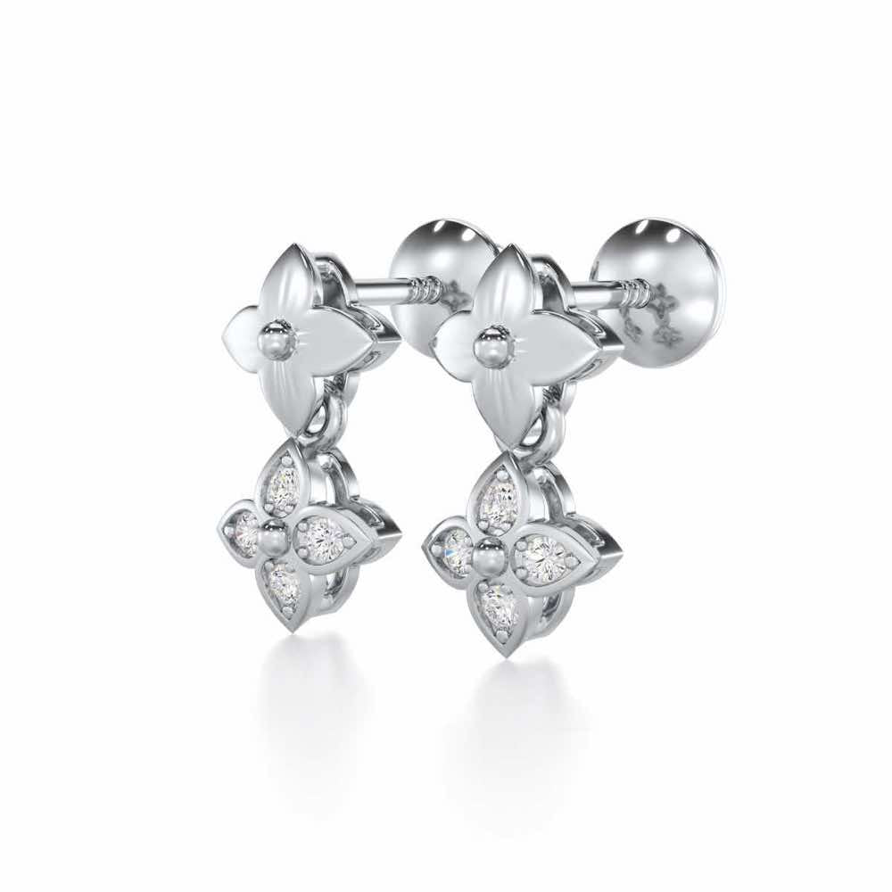Imperial Whisper Silver Earrings - White Gold - Image 3