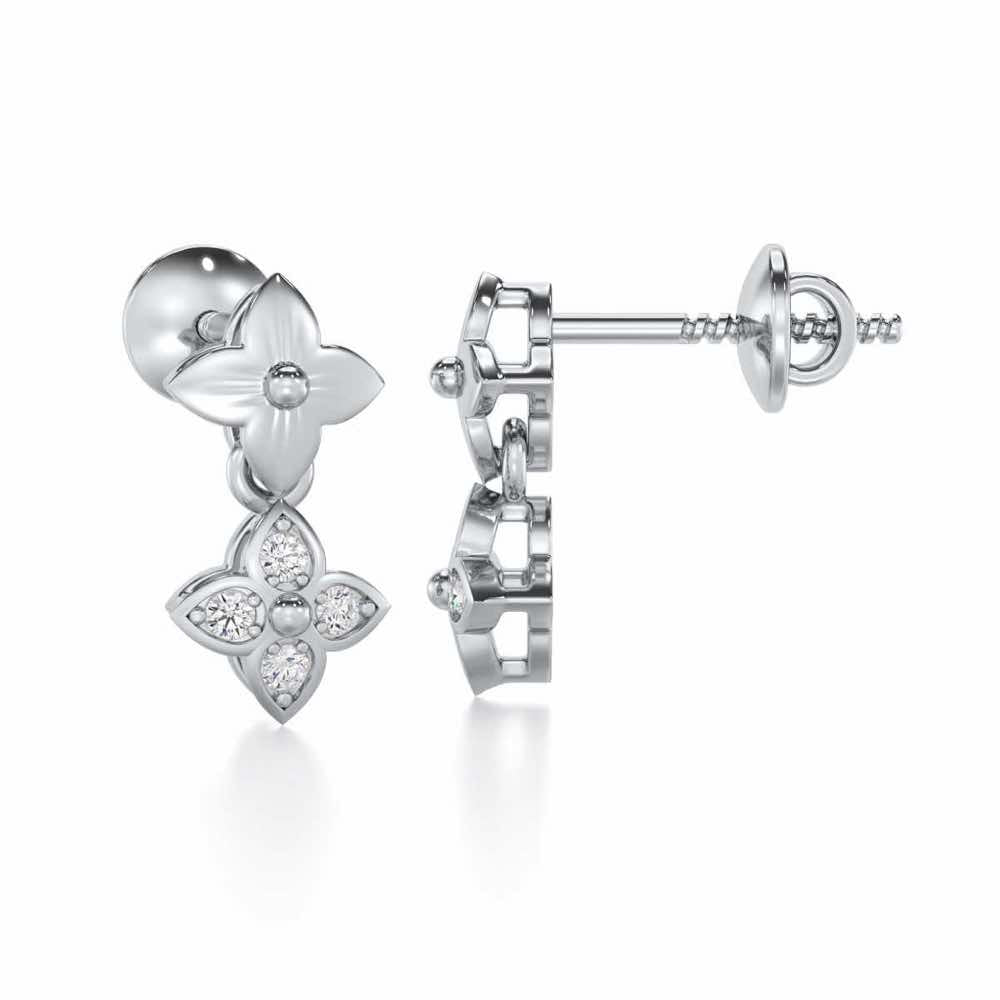 Imperial Whisper Silver Earrings - White Gold - Image 4