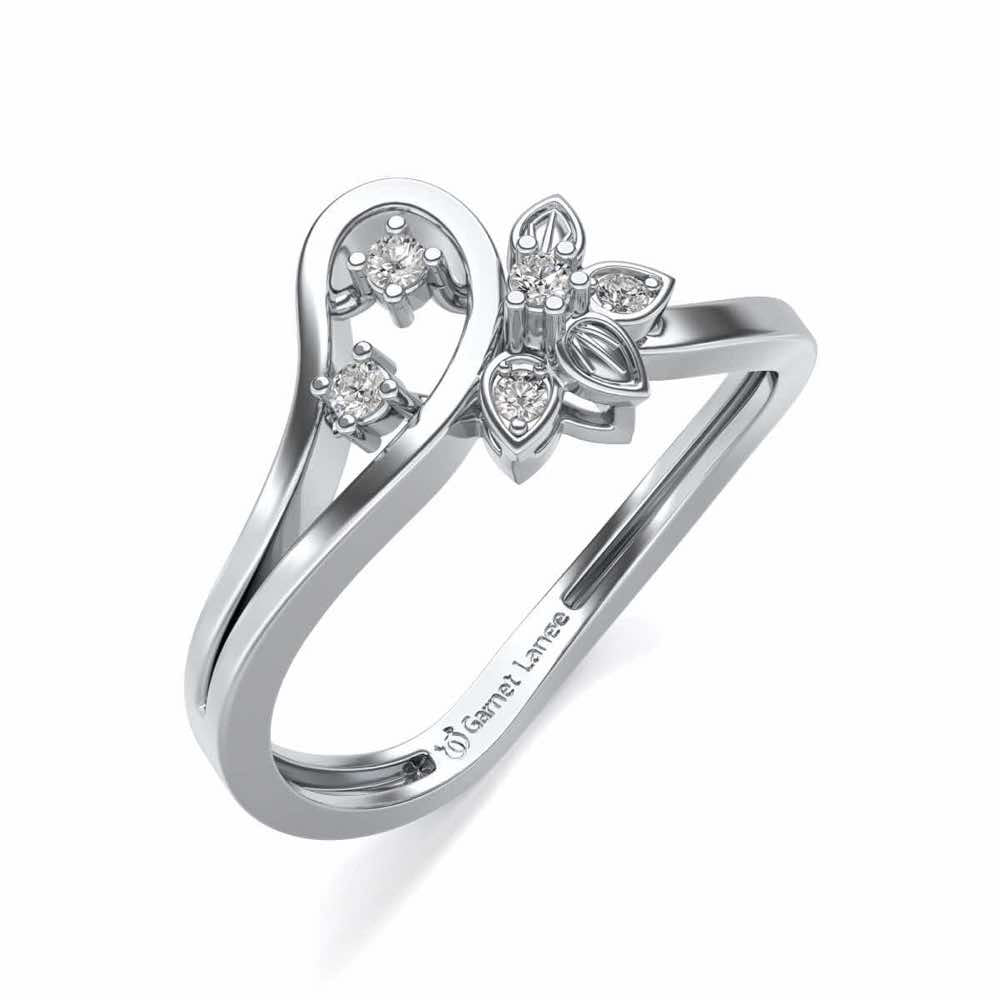Imposing Flower Silver Ring - White Gold - Image 1