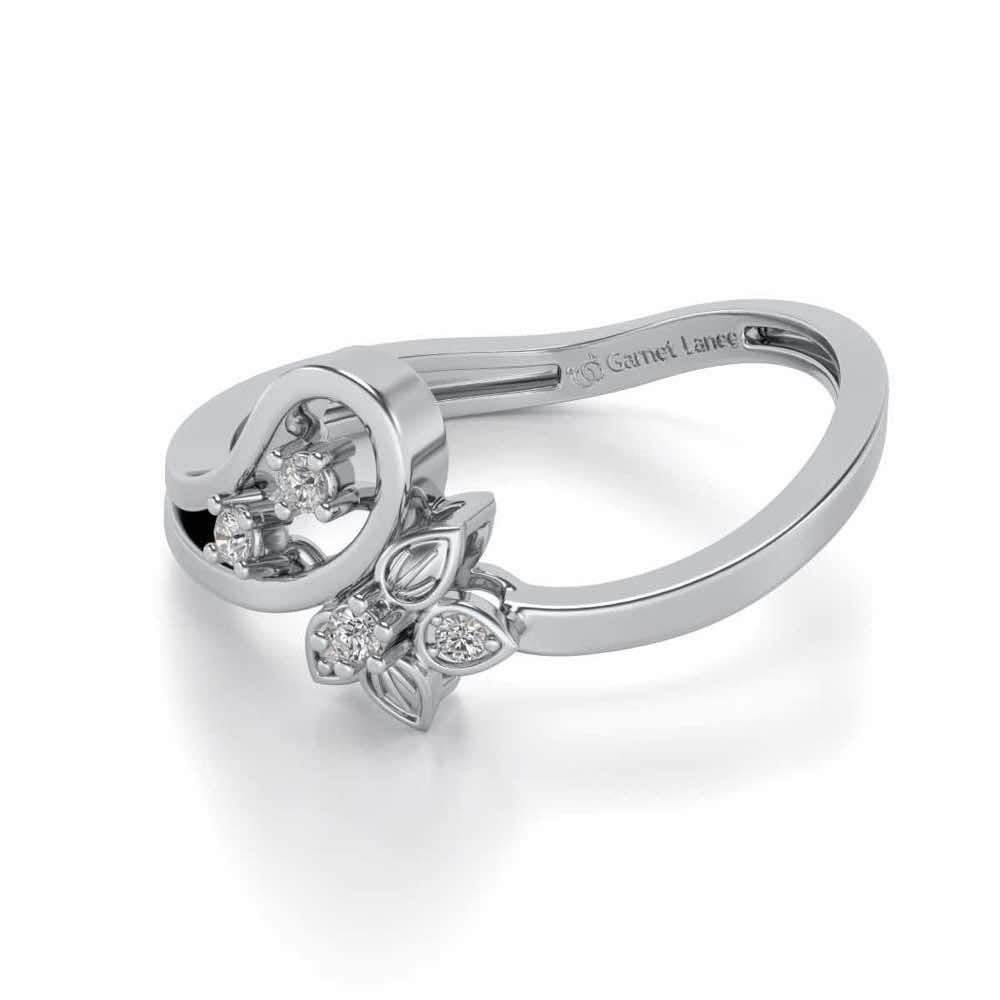 Imposing Flower Silver Ring - White Gold - Image 2