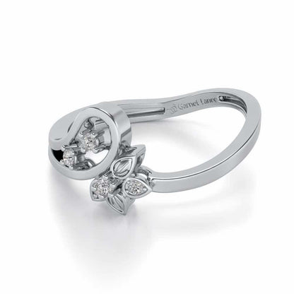 Imposing Flower Silver Ring - White Gold - Image 2